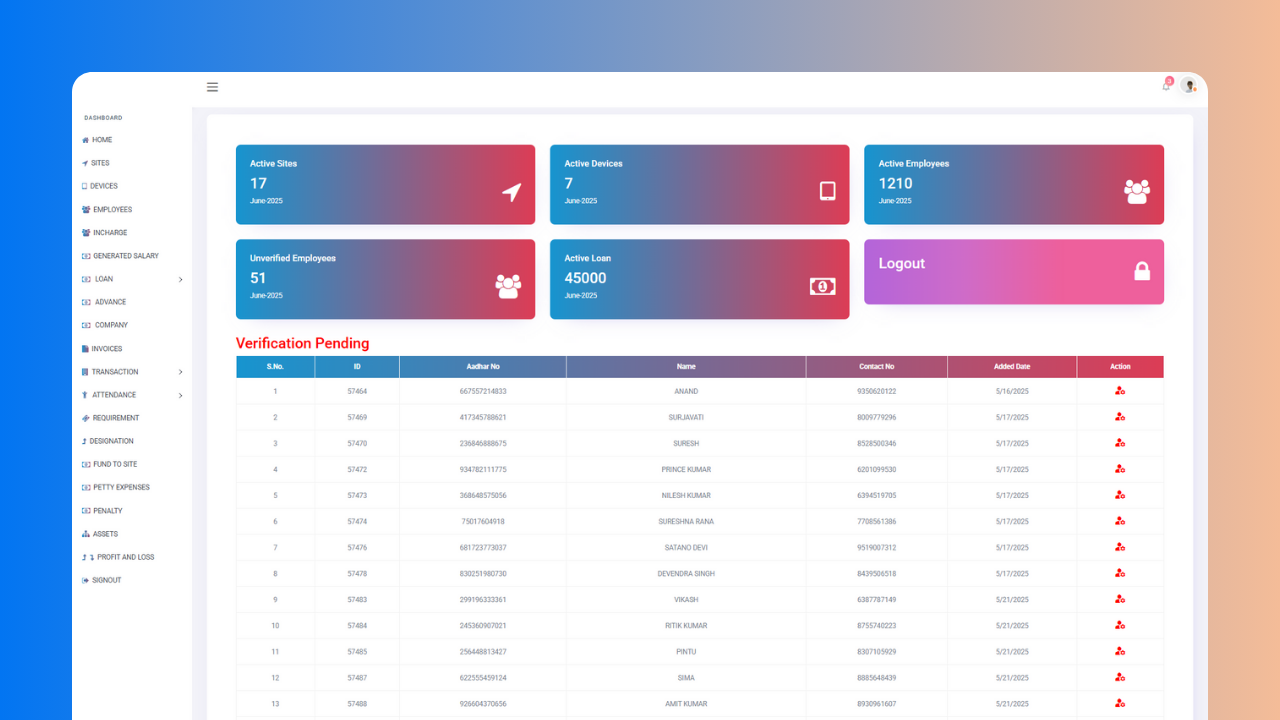 Prakriti Herbs CRM project screen 3