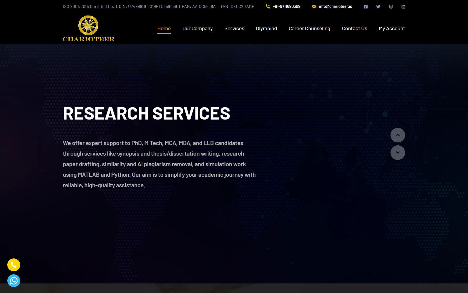 Charioteer website design by ASharp Infotech