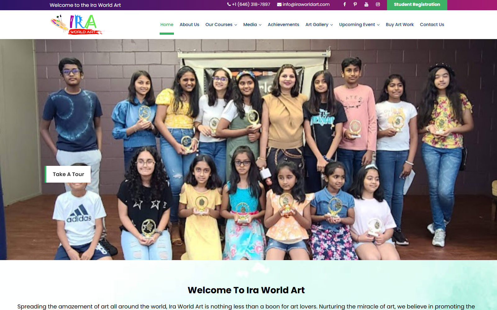 Ira World Art website design by ASharp Infotech