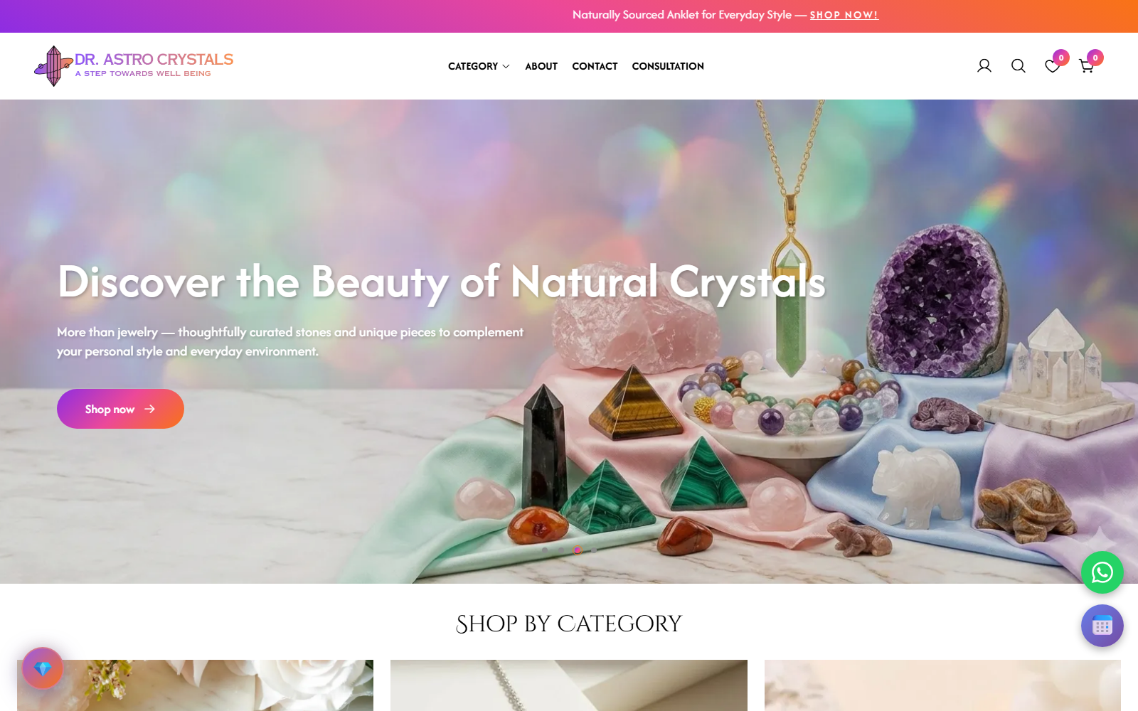 Dr. Astro Crystals website design by ASharp Infotech
